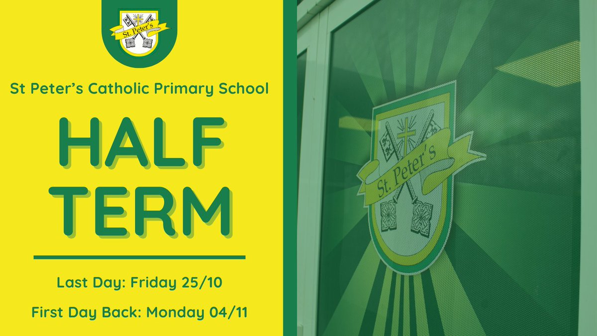 We hope you’re all looking forward to the half term holiday! As a reminder, we break up tomorrow (Friday 25th October) at the normal time.

The first day back to school is Monday 4th November. We’re all looking forward to hearing about what you got up to during the holiday! 💚⭐️