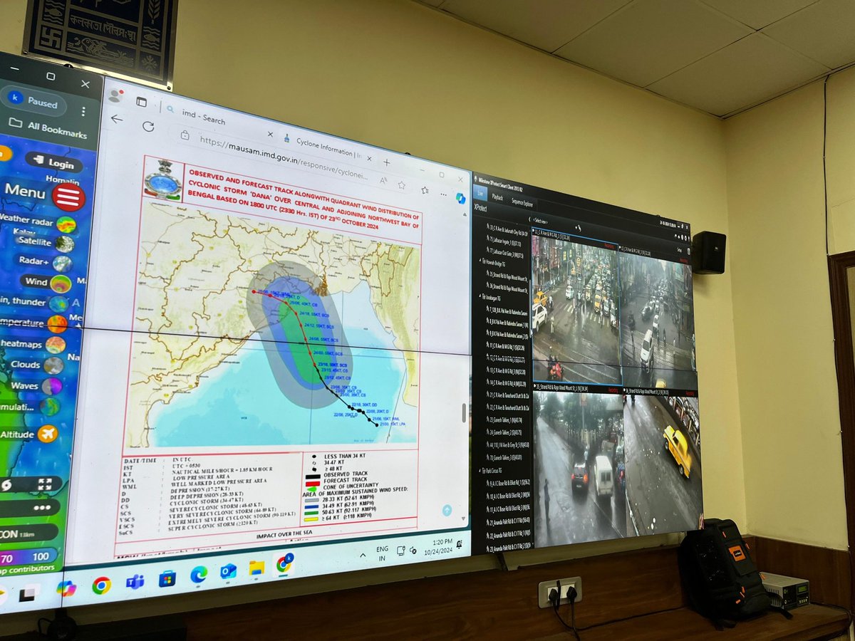 kmc_kolkata's tweet image. KMC Department Officials are posted at the Control Room and are actively monitoring all areas across the city to combat any emergency related to #CycloneDana

#tropicalcyclone #Dana #Cyclone