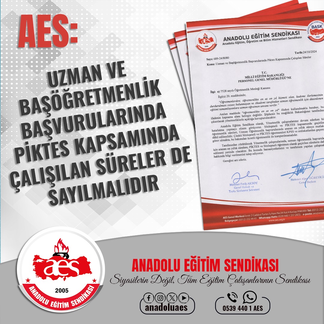 anadoluaes's tweet photo. AES: UZMAN VE BAŞÖĞRETMENLİK BAŞVURULARINDA PİKTES KAPSAMINDA ÇALIŞILAN SÜRELER DE SAYILMALIDIR

Bilindiği üzere 7528 sayılı Öğretmenlik Mesleği Kanunu (ÖMK), 18 Ekim 2024 tarihinde Resmi Gazetede yayımlanarak yürürlüğe girmiştir. Kanunlar bir alanda genel ama çerçeve hükümler içerir. Bu bakımdan kanunları açıklayıcı yönetmelikler çıkarılarak, hukuk boşlukları doldurulur. Yönetmelikler kanunların özüne ve sözüne aykırı olmaz, onları açıklayıcı ve uygulama detayları hakkında düzenleyici işlemlerdir. ÖMK’nin “Öğretmenlik Mesleğinde Kariyer” başlıklı 20. maddesinde uzman öğretmenliğe başvurmak için meslekte 10 yıl geçmesi aranmaktadır. Fakat meslekte geçen öğretmenliğe sözleşmeli olarak çalışılan yıllar da dahil edilmiştir. 
 
Anadolu Eğitim Sendikası, sözleşmeli öğretmenlik sürelerinin de uzmanlık için sayılmasını yerinde ama yetersiz bulmaktadır. Keza PİKTES projesi kapsamında öğretmenlik yapıp daha sonra sözleşmeli atanan öğretmenlerin PİKTES kapsamında çalıştığı süreler de uzman öğretmenlik başvurusu için çalışılan sürelerden sayılmalıdır. PİKTES öğretmenleri KPSS ve mülakat aşamalarından geçerek öğretmen olmaktadır, bu yönüyle ücretli öğretmenlikle karıştırılmamalıdır. Ve dolayısı ile çalışılan sürelerden sayılmazsa bük bir adaletsizlik doğacaktır.

 ÖMK kanununu tamamlamak üzere yakın gelecekte Bakanlıktan birçok yönetmelik bekliyoruz. Bakanlığın yönetmelik yaparken yukarıda bahsettiğimiz detayı gözden kaçırmaması için uyarımızı yapıyor ve şerhimizi düşüyoruz. Bu konunun düzenlenerek PİKTES öğretmenlerinin bu sürelerde çalıştığı hizmetlerin, uzman öğretmenlik başvurusunda çalışılan sürelerden sayılmasını talep ediyoruz