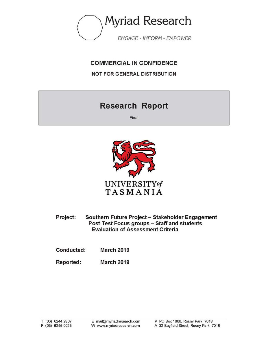Newly released records show UTAS consultation on CBD move was a farce

After a 30 month battle, I have obtained documents from UTAS relating to its biased consultation process preceding the UTAS Council's decision to relocate the southern campus to the Hobart CBD in 2019.

See my