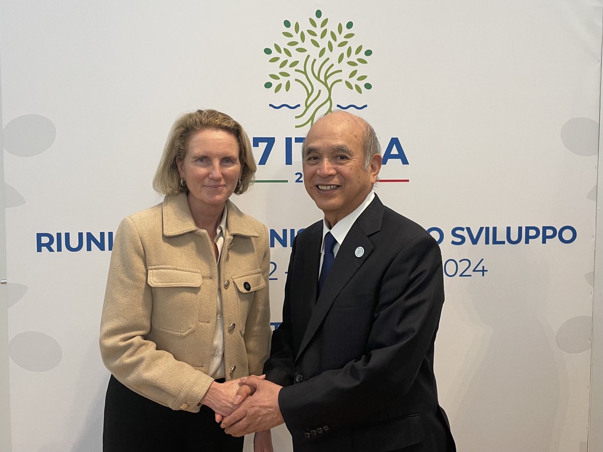 Isobel Coleman (@colemanusaid) on Twitter photo Japan is one of our most critical development partners in the Indo Pacific and around the 🌏. While at #G7 in Italy, I spoke with Yoshifumi Tsuge of <a href="/MofaJapan_en/">MOFA of Japan</a> about our expanding collaboration in humanitarian assistance, secure telecom, and inclusive development. 🇺🇸🤝🇯🇵 Japan is one of our most critical development partners in the Indo Pacific and around the 🌏. While at #G7 in Italy, I spoke with Yoshifumi Tsuge of <a href="/MofaJapan_en/">MOFA of Japan</a> about our expanding collaboration in humanitarian assistance, secure telecom, and inclusive development. 🇺🇸🤝🇯🇵