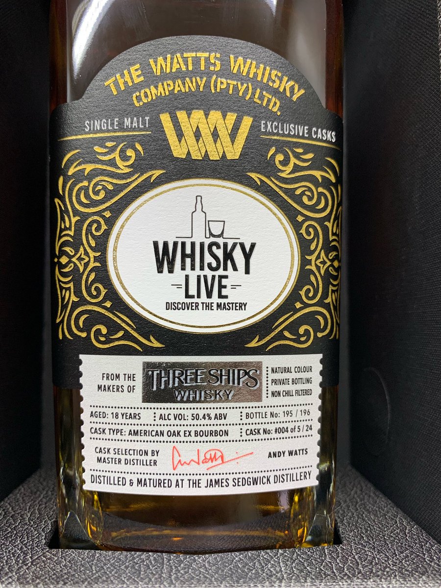 The reveal of cask#4 of the 2024 exclusive The Watts Whisky Company / <a href="/ThreeShipsSA/">Three Ships Whisky</a> collaboration series!
I'm looking forward to <a href="/whiskyliveSA/">Whisky Live</a> from 7 - 9 Nov for the launch &amp; to signing bottles for any whisky enthusiasts who purchase! 🥃
#proudlySA 🇿🇦 #whisky
#100bottlesonly