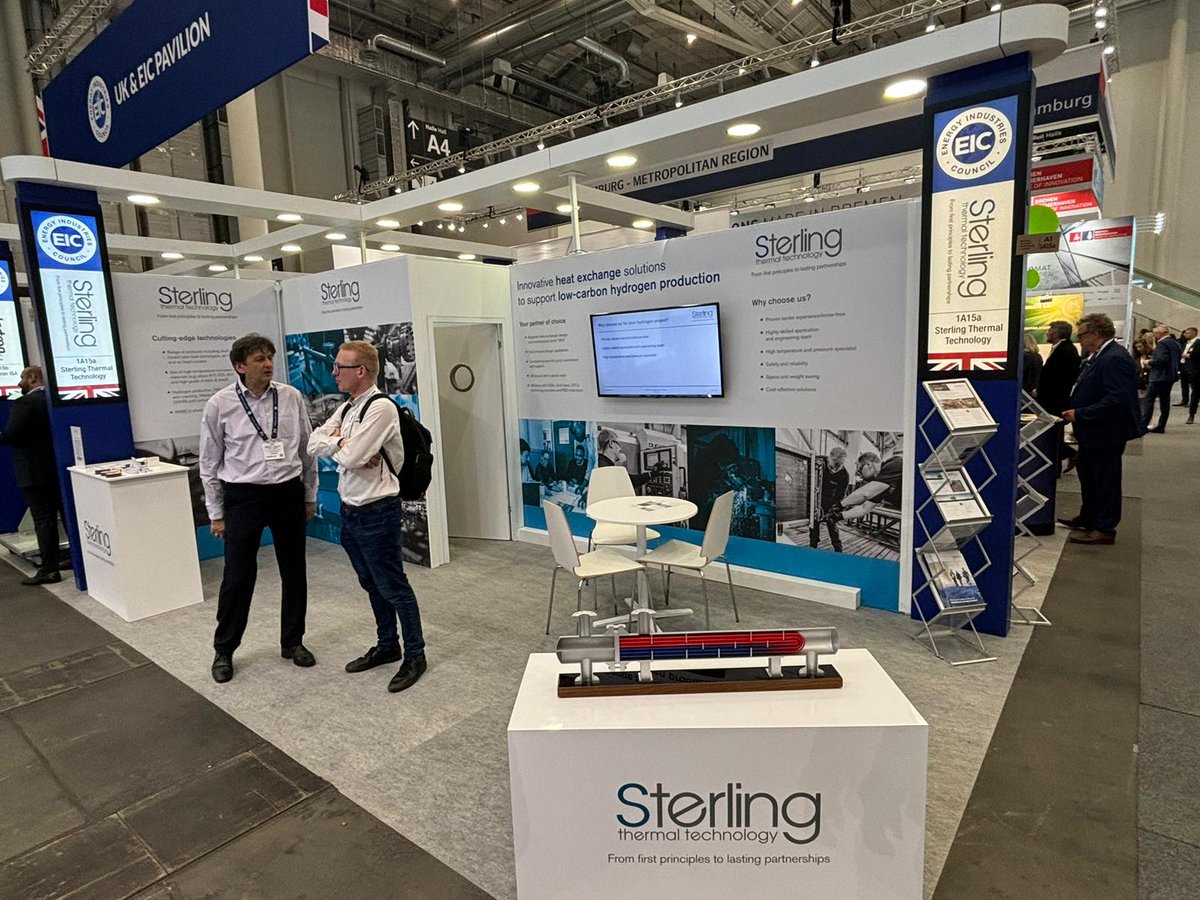 Sterling_TT's tweet photo. We are thrilled to exhibit at #hydrogen Technology Expo Europe, Germany. This event offers us a unique platform to showcase our expertise and experience in H2 and NH3 cracking and production, Organic Rankine Cycle (ORC) and Carbon Capture Utilisation &amp; Storage (CCUS) https://t.co/bfHXf7OCAL