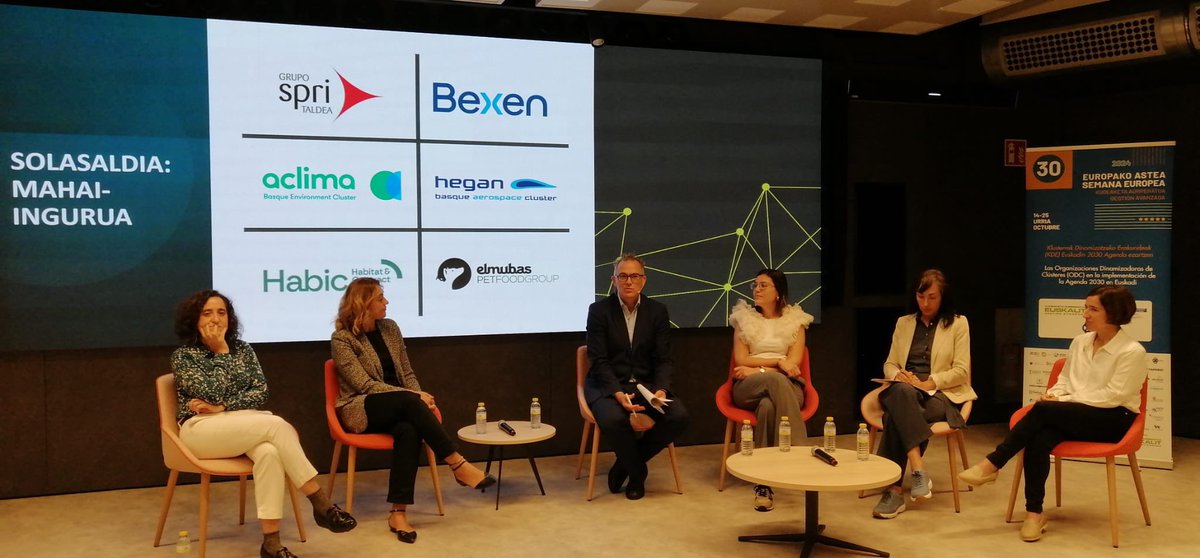 💬 <a href="/grupospri/">Grupo SPRI</a> está dinamizando la mesa redonda con <a href="/AclimaEuskadi/">Aclima</a> – Basque Environment Cluster, #Habic - Cluster de equipamiento, diseño y madera del País Vasco y Navarra, <a href="/hegancluster/">HEGAN Cluster</a> - Basque Aerospace Cluster, <a href="/elmubas/">Elmubas Petfoodgroup</a> Petfoodgroup y <a href="/Bexenmedical/">Bexen medical</a>.

Todas estas organizaciones