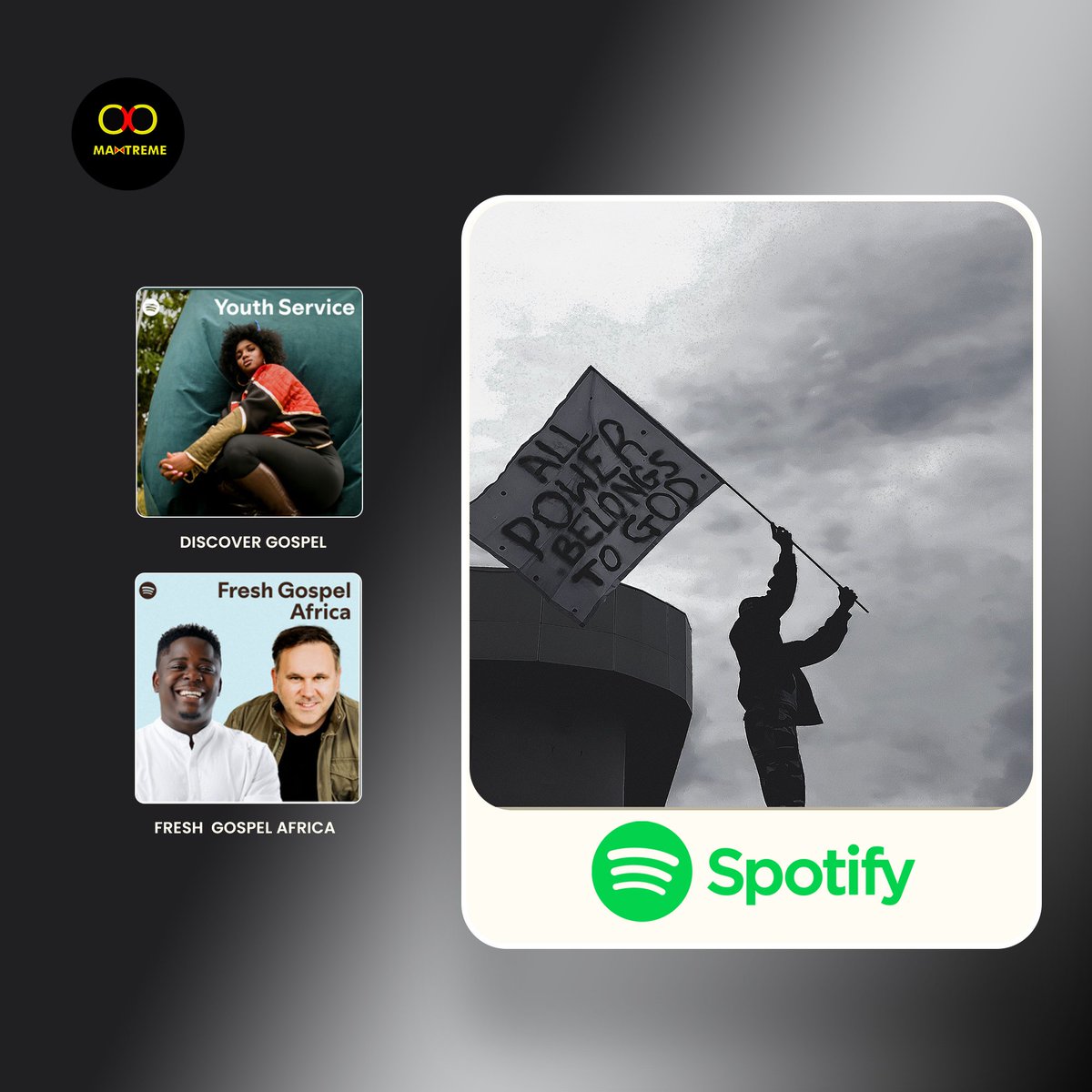 MaxtremeHQ_'s tweet photo. Thank you @SpotifyAfrica, @audiomackafrica, and @BoomplayNigeria for the Editorial Playlist Support for @progressonX 

Keep streaming ‘All Power Belongs To God' on all platforms.

#MaxtremeInc #EditorialPlaylists #MaxtremeDistribution https://t.co/9IXTR4qAa9