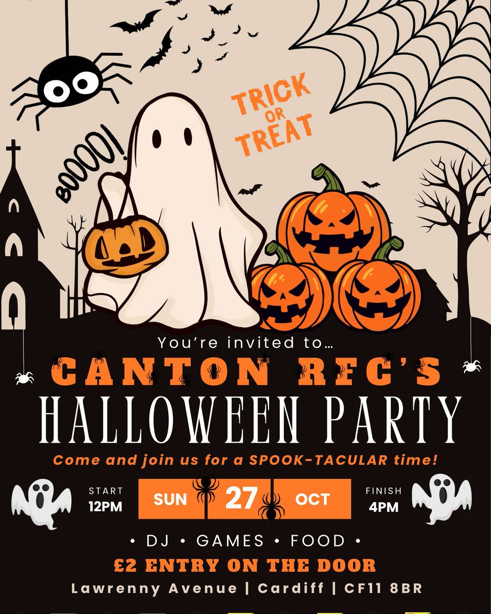 Halloween at Canton Clubhouse!
We’re looking forward to seeing everyone’s scary and spooky outfits this Sunday! 

Both cash and card will be accepted on the door, and we’ll be joined by Dough Silvias serving up delicious pizza.

#WeAreCanton