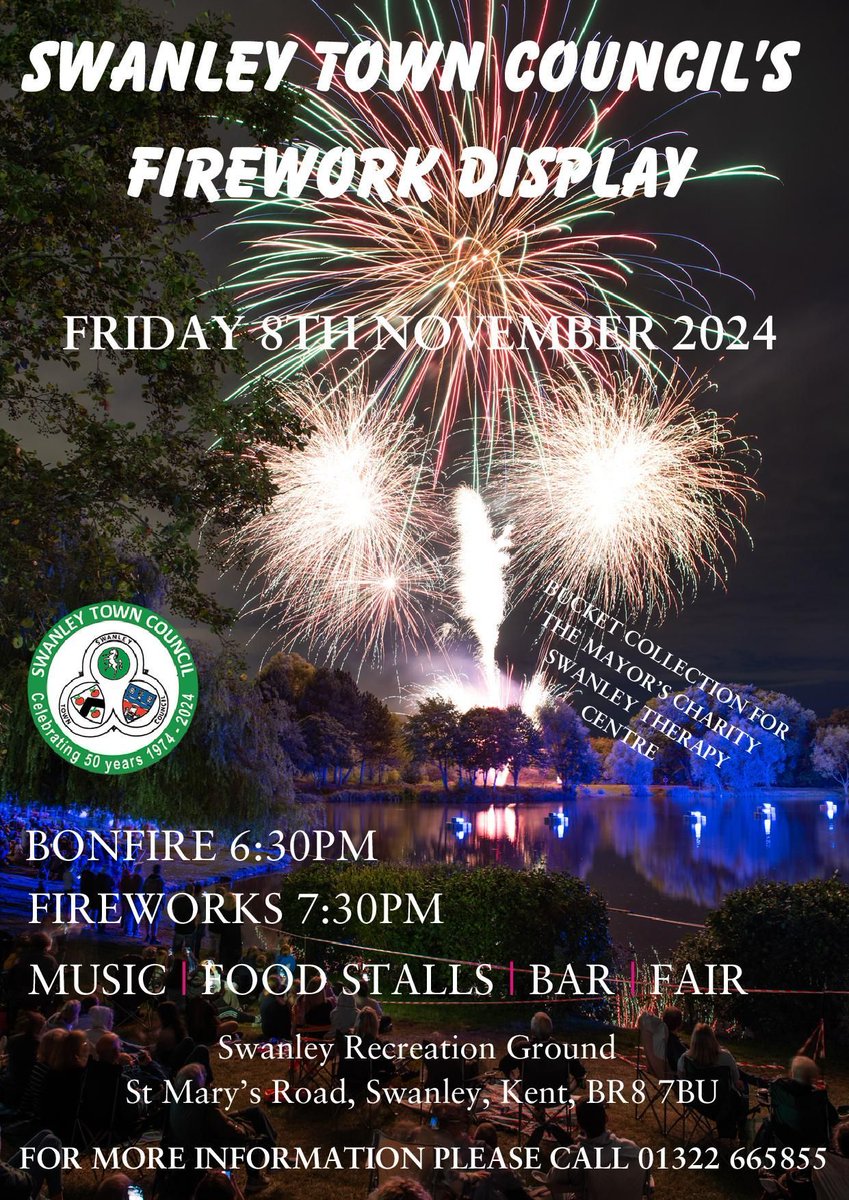 SUMSSwanley's tweet image. 🎆 We're thrilled to support the Swanley Mayor’s Firework Display on Friday 9th Nov at 6:30 PM! 🎇

Bucket collection in aid of Swanley Therapy Centre. Come enjoy the show and support a great cause! 🌟

#Fireworks #SupportLocalCharity #Swanley