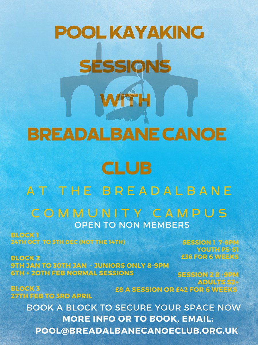 ActiveSchoolsHighlandPerthshire (@ashighlandperth) on Twitter photo 📣 Spaces available to join Breadalbane Canoe Club's pool sessions at <a href="/BreadalbaneCC/">Breadalbane Campus</a>! Sessions available for P5-S1 and S2-adult.
👉 Get in touch with the club by emailing pool@breadalbanecanoeclub.org.uk to book your space 👍
<a href="/ActiveSchoolsPK/">P&K Active Schools</a> <a href="/LiveActive_lal/">Live Active Leisure</a> 📣 Spaces available to join Breadalbane Canoe Club's pool sessions at <a href="/BreadalbaneCC/">Breadalbane Campus</a>! Sessions available for P5-S1 and S2-adult.
👉 Get in touch with the club by emailing pool@breadalbanecanoeclub.org.uk to book your space 👍
<a href="/ActiveSchoolsPK/">P&K Active Schools</a> <a href="/LiveActive_lal/">Live Active Leisure</a>