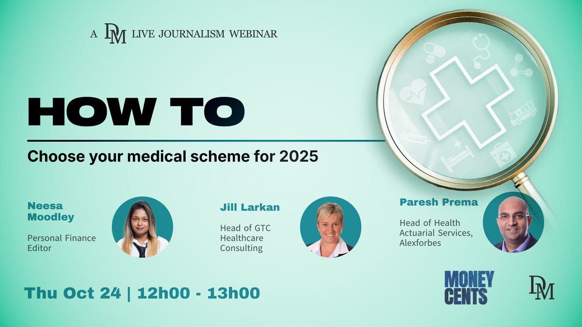 If you’re considering changing your medical scheme or benefit option for 2025, this is one webinar you CANNOT afford to miss (literally). Register here: events.dailymaverick.co.za