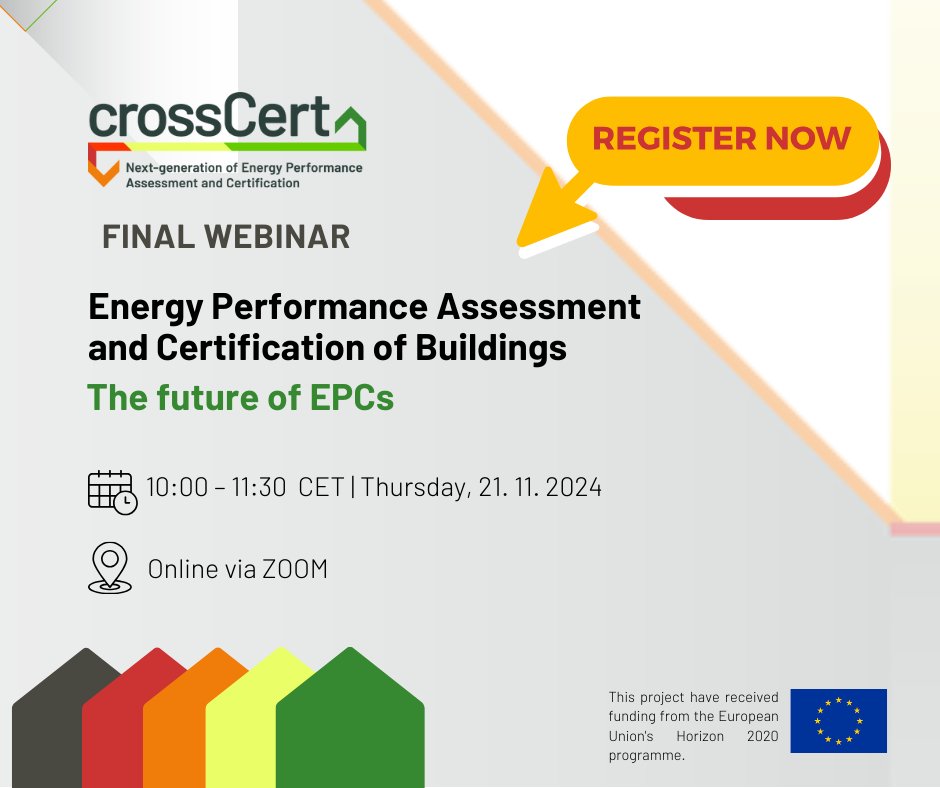 crosscertproject (@pcrosscert) on Twitter photo 📢 The final webinar programme is now available! 🌍🏢
The webinar 'Energy Performance Assessment and Certification of Buildings - The future of EPCs' is just around the corner!
Find out more : crosscert.eu/materials/even…
#EPC #Buildings #Sustainability 📢 The final webinar programme is now available! 🌍🏢
The webinar 'Energy Performance Assessment and Certification of Buildings - The future of EPCs' is just around the corner!
Find out more : crosscert.eu/materials/even…
#EPC #Buildings #Sustainability