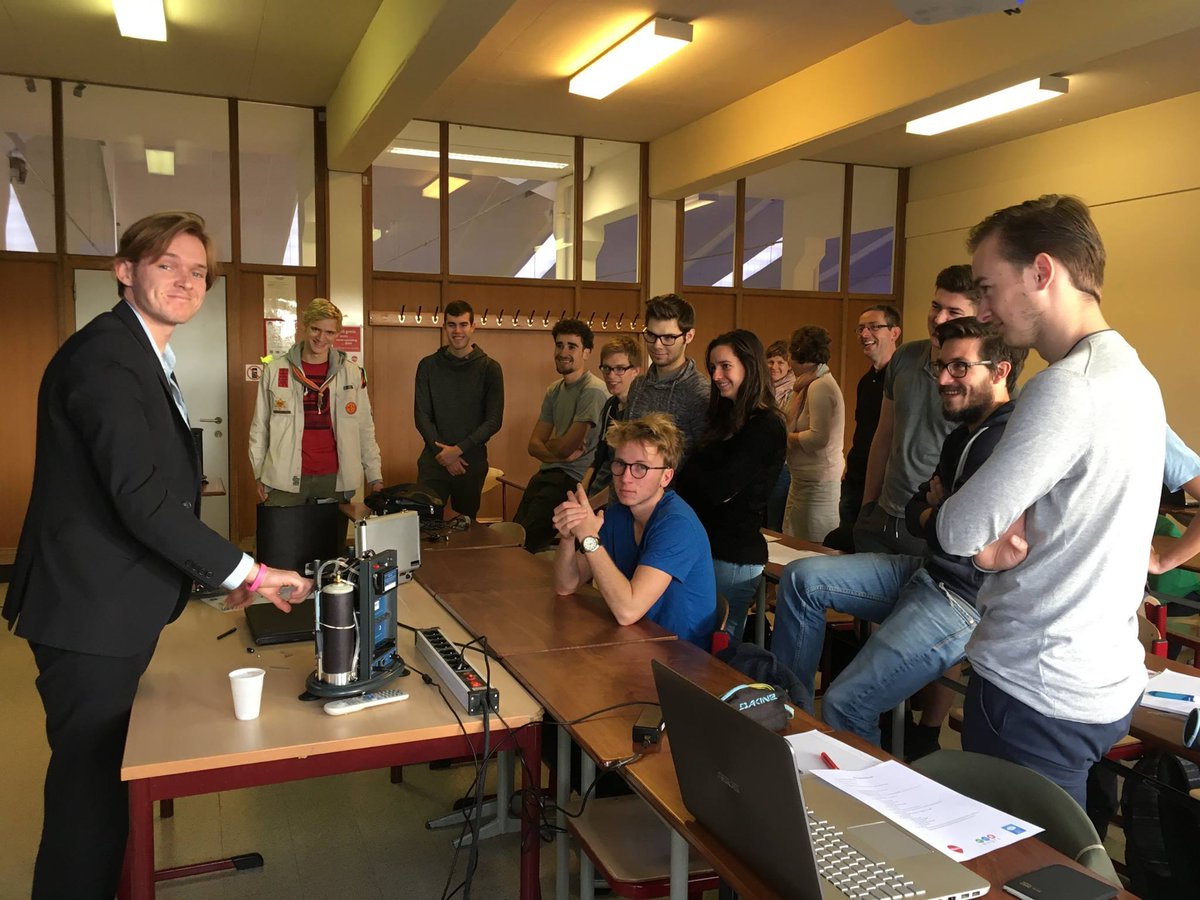 Time flies... 7 years ago today I was in Belgium working on a student citizen science project to measure air pollution indoors and outdoors at 13 schools.

Here's a picture from the demo session, where I showed the students how the <a href="/NAQTS/">NAQTS</a> V2000 air quality monitor works!