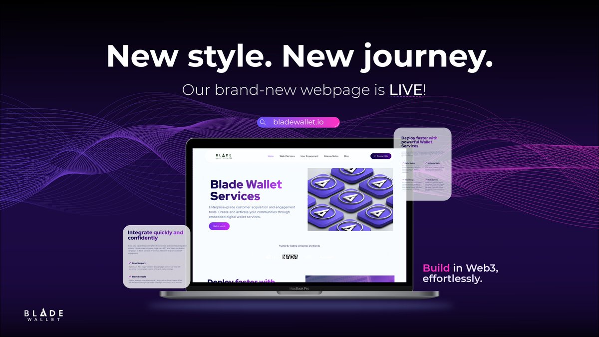 BladeWallet's tweet photo. 🚀 Exciting News! Our brand-new website is live! 🌐

Head over to https://t.co/UDttvuunDv and experience the future of Web3 today.

Whether you're looking for cutting-edge wallet services, seamless SDK integration, or secure and customizable solutions, we’ve got you covered. 💼

Ready to empower your blockchain journey? Discover our sleek features to help you engage, build, and scale easily.

Take advantage of the next evolution in Web3! 🔥 Explore now and elevate your experience.

#BladeWallet #Web3 #Crypto #Blockchain #Innovation