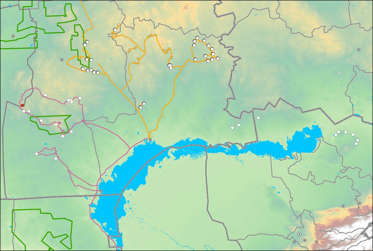 マヌルネコNEWS！
私のカメラがカザフスタンに設置されました🎉
赤い点が私のカメラです📷(白い点は他の方が設置したカメラです)
マヌルネコが写るかな？

これは人間の活動がマヌルネコに与える影響をモニタリングするための調査です。
詳しくはこちら
savemanul.org/join-us/manul-…
#マヌルネコ