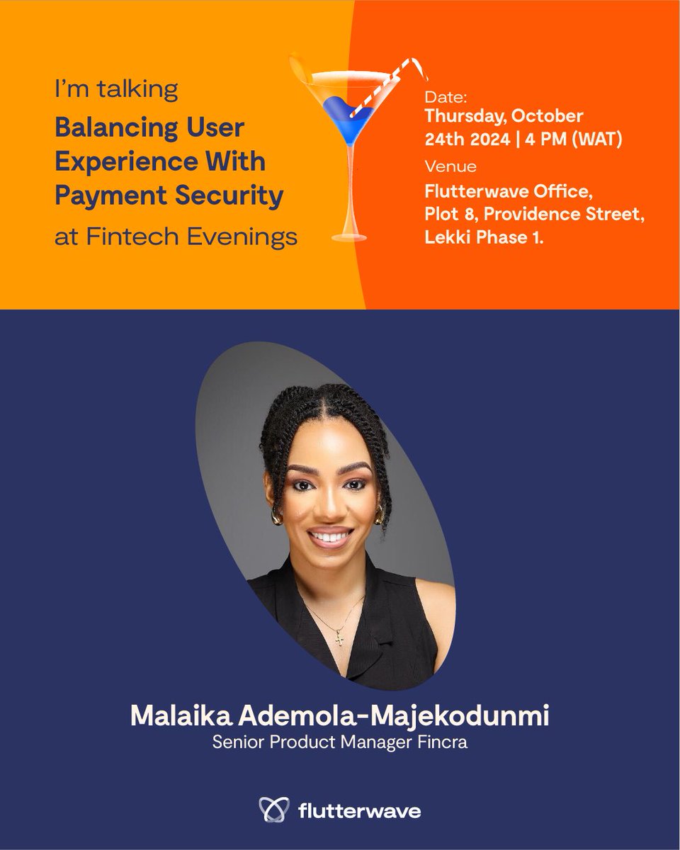 Malaika_Mjk's tweet photo. Excited to be a part of this! I’ll be speaking with other industry players about Balancing user experience with payment security at @theflutterwave Lekki office. https://t.co/gHpVffun7l