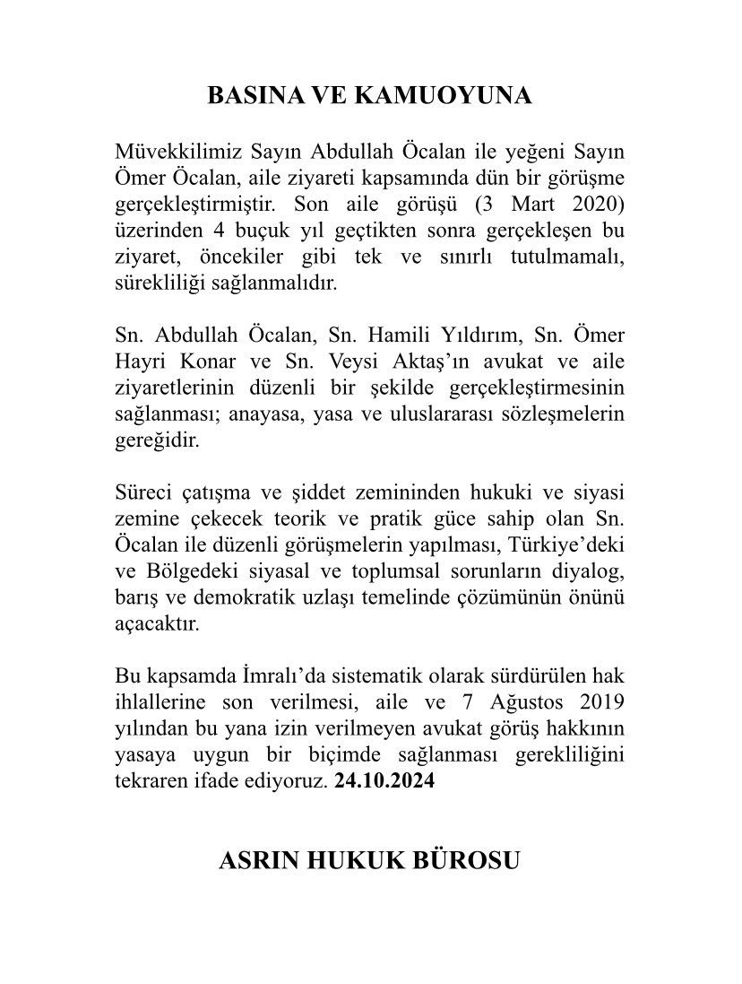 Basına ve Kamuoyuna;