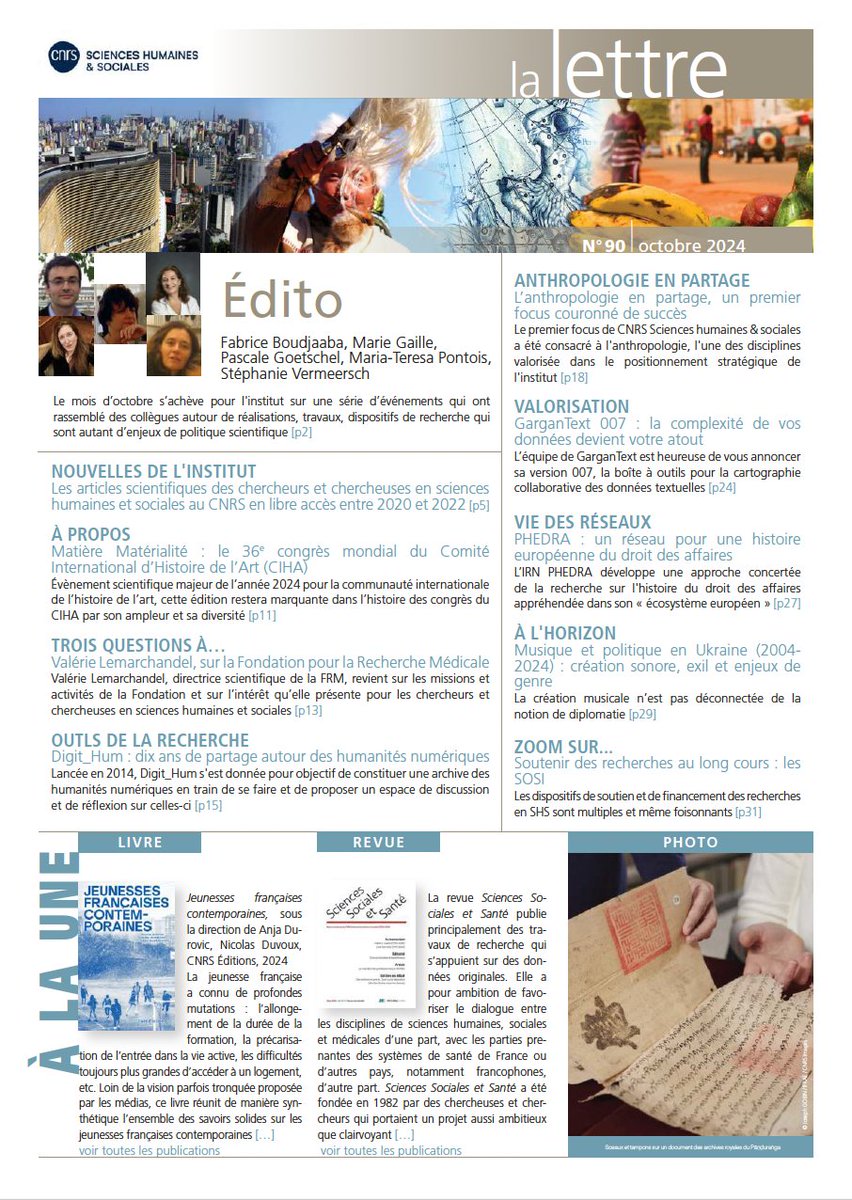 #actus #homme #sociétés Le dernier numéro de la lettre de #CNRSshs est paru. Sciences partagées, interdisciplinarité, SOSI,  Innov’SHS : l’édito fait le point sur les derniers événements organisés par l’institut
inshs.cnrs.fr/fr/cnrs-scienc…