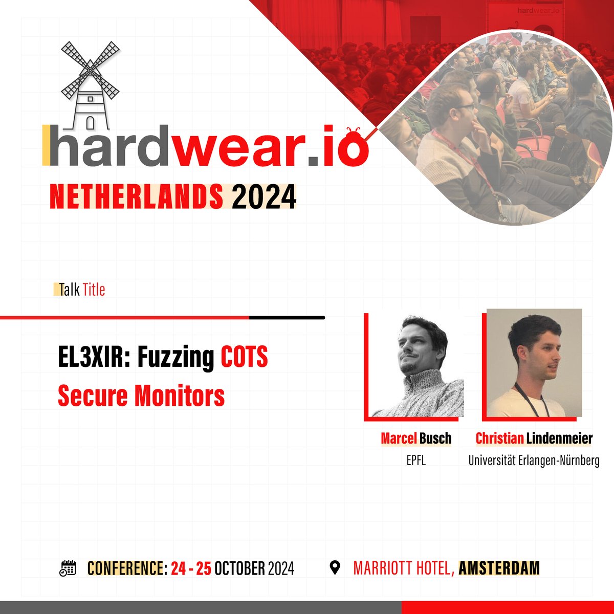 hardwear.io (@hardwear_io) on Twitter photo 🥁🥁🥁...Uncovering Security Vulnerabilities at #hw_ioNL2024!
Marcel; <a href="/_chli_/">Christian Lindenmeier</a> reported 34 bugs in secure monitors, with 17 classified as security critical. Affected vendors confirmed 14, leading to 6 CVEs for EL3XIR
👉 hardwear.io/netherlands-20…
#fuzzing #EL#XIR #monitorsecurity 🥁🥁🥁...Uncovering Security Vulnerabilities at #hw_ioNL2024!
Marcel; <a href="/_chli_/">Christian Lindenmeier</a> reported 34 bugs in secure monitors, with 17 classified as security critical. Affected vendors confirmed 14, leading to 6 CVEs for EL3XIR
👉 hardwear.io/netherlands-20…
#fuzzing #EL#XIR #monitorsecurity