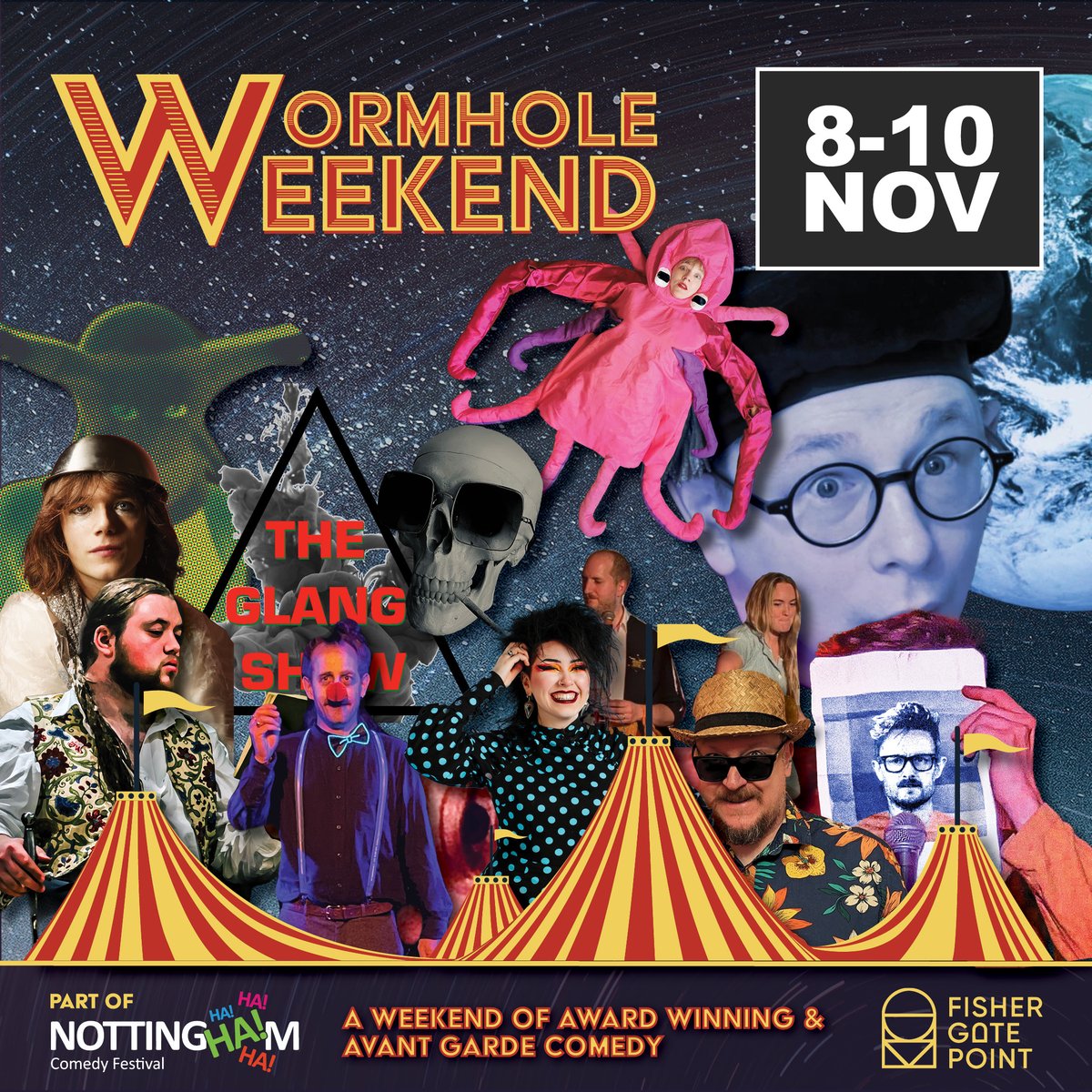 club_wormhole's tweet photo. Wormhole Weekend of alternative comedy is coming to @NottsComedyFest on 8-10 Nov!

3 days and 16 shows of the most inventive, ridiculous and sublime comedy. Fully licensed and wheelchair accessible venue.

Check out our full line-up at https://t.co/lXKQ59ZVhh
and below... https://t.co/OS0T4kUsIM