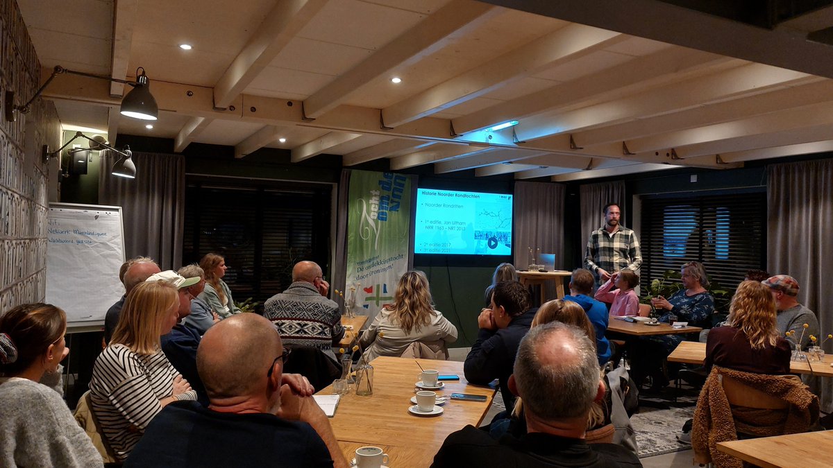 Gisteravond 1e dorpenbijeenkomst Noorder Rondtochten #nrt25 4e editie Winter4daagse op donderdag 23 tm zondag 26 januari 2025 door Hogeland Groningen. Voor hele vierdaagse, of 1 of 2 dagen in het weekend kunnen wandelaars zich nog opgeven. Maximaal 1.000 deelnemers, vol =vol!