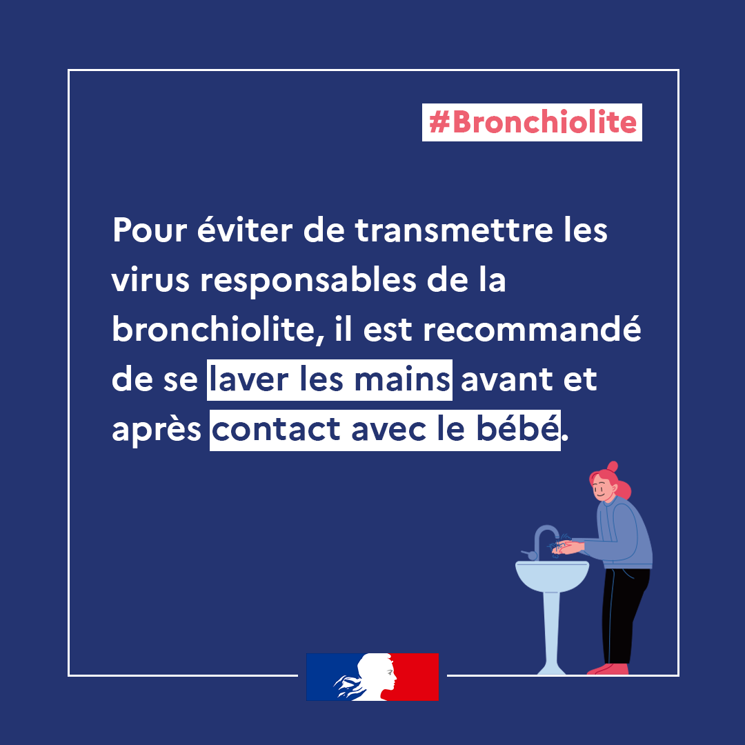 #Bronchiolite | Quelques gestes simples peuvent prévenir la bronchiolite  ✅

🧼 Pour rappel, il est recommandé de se laver les mains avant et après contact avec le bébé.

📲 Retrouvez nos conseils sur : sante.gouv.fr/soins-et-malad…