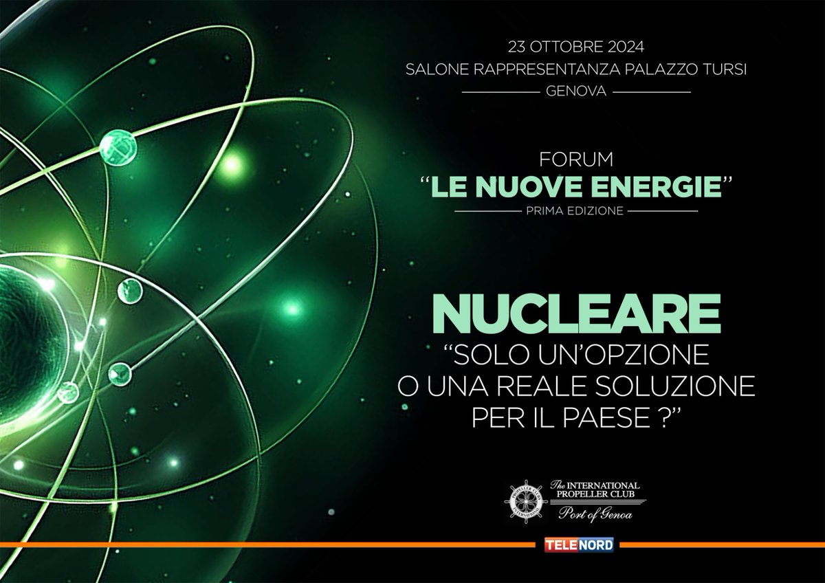 AIN ha partecipato al Forum Nuove Energie organizzato da TELENORD a Genova

Il 23 ottobre 2024 si è tenuto a Genova il Forum Nuove Energie organizzato da TELENORD, un evento di grande rilevanza per il futuro del settore energetico.
associazioneitaliananucleare.it/forum-nuove-en…