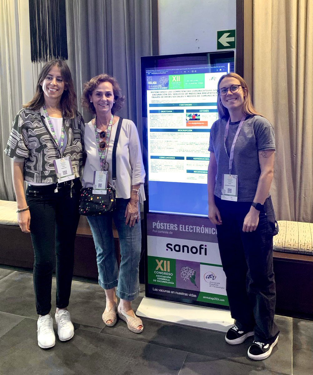 Mejorando las competencias comunicativas sobre vacunación a través de RRSS.
Una representación del Servicio de Medicina Preventiva del Hospital Universitario de Navarra #HUN, dando visibilidad a nuestro trabajo en el Congreso de la AEV #AEVMalaga2024 <a href="/SMPHHHUN/">Medicina Preventiva e Higiene Hospitalaria - HUN</a> <a href="/salud_na/">Salud - Osasuna</a>