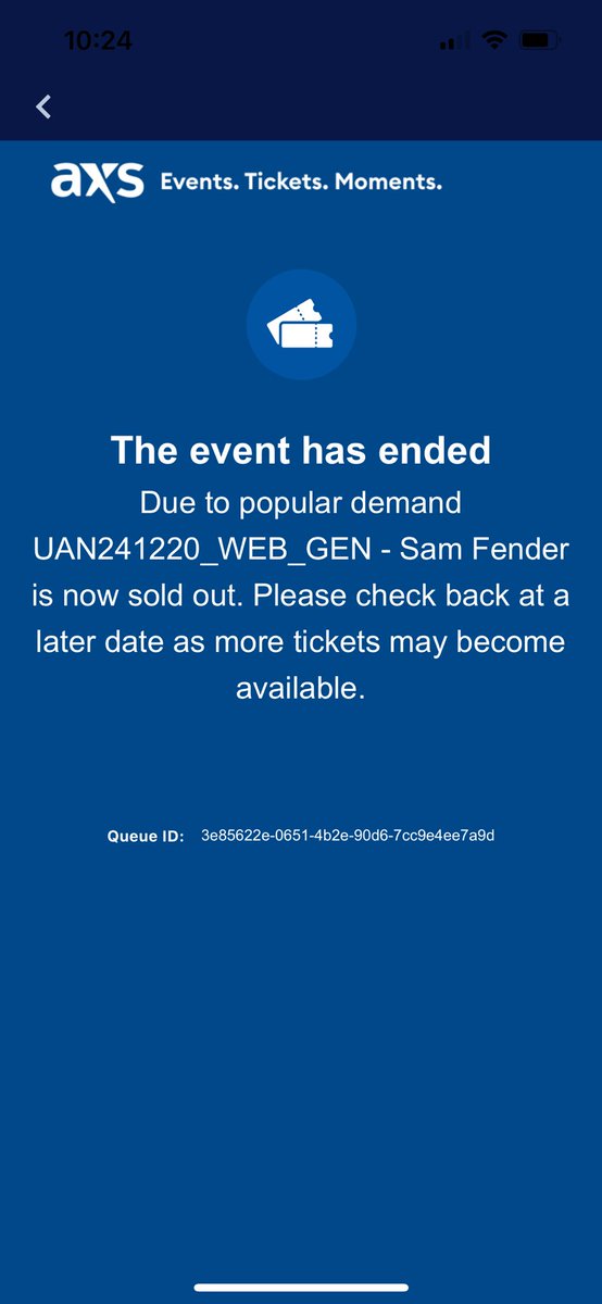 Cheers <a href="/AXS_UK/">AXS_UK</a> , pals are crying now. Didn’t even let me in the queue man, just paused and then sold out after sitting in the waiting room from opening