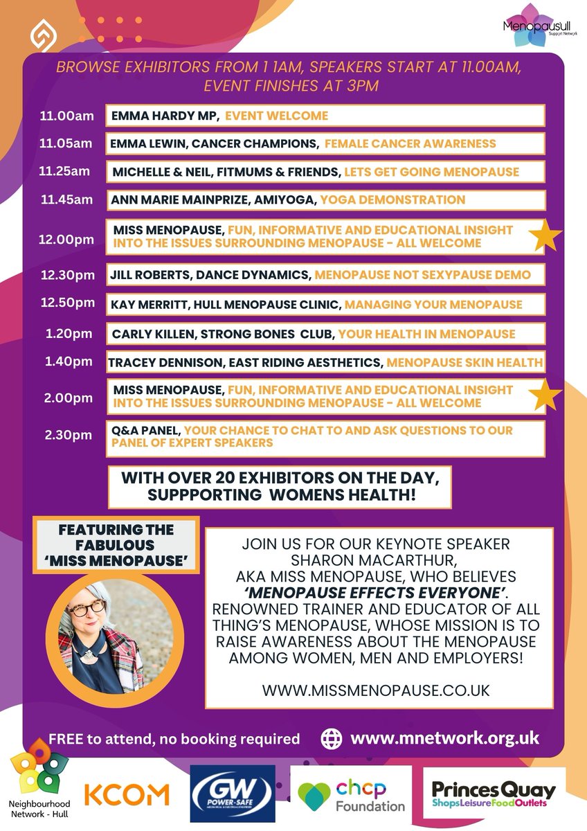 Menopause Hull 2024 - This Saturday 26th October from 11am - 3pm, the ground floor of Princes Quay Shopping Centre will be transformed into a hub of Menopause support, education, and empowerment -  join us for the FREE event of the year! <a href="/drlouisenewson/">Dr Louise Newson</a> 
#WorldMenopauseDay