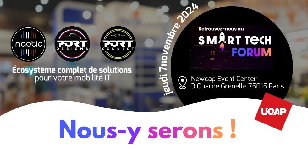 Nous sommes ravis de vous annoncer que <a href="/NaoticFR/">Naotic</a> et <a href="/PORTDesigns/">PORT Designs</a> participeront au Smart Tech Forum, l'événement dédié à l'innovation numérique pour le secteur public, organisé par l'<a href="/ugap/">UGAP</a> !
Inscription obligatoire : 
ugaptech.fr/registration/6…
 #Educationnumerique #Classemobile