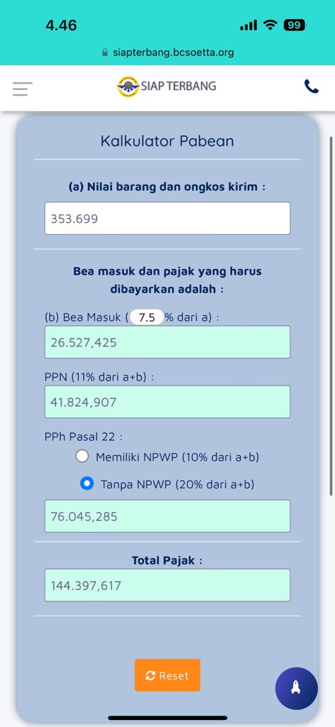 sberryxh's tweet photo. @kring_pajak setelah saya coba dengan kalkulatornya juga tetap masih terlalu besar tagihannya, karena barang yang saya beli diskon dan yang sudah saya bayar sebesar 353.699, harusnya pajak saya hanya segini https://t.co/55H1s7YCcS