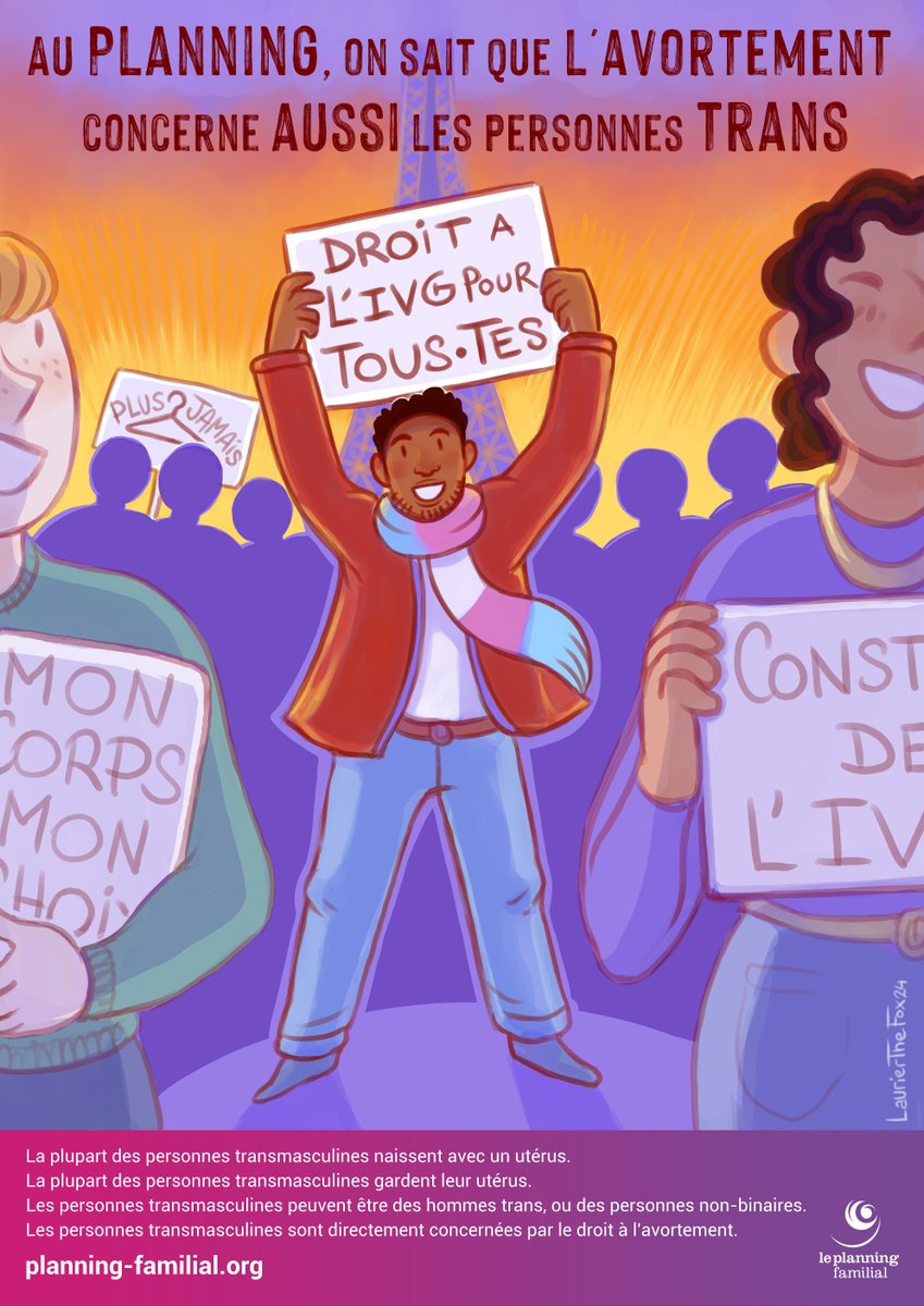 leplanning's tweet image. 👉Avortement transmasculin, par Laurier the fox.
Les grossesses transmasculines sont des réalités de vie. Le Planning familial défend le droit à l&apos;avortement pour toutes les personnes susceptibles de porter une grossesse, y compris des hommes trans. 

Malheureusement, ces…
