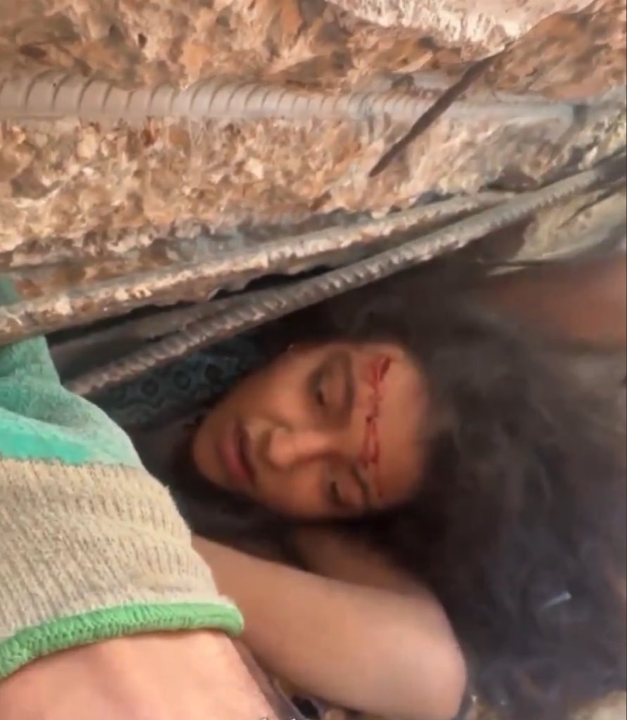 swilkinsonbc's tweet photo. They rescued Ghazal Al-Saidi from the ruins of her home, bombed by the israelis —saved her, but she sadly died later of her injuries in hospital https://t.co/sxC0SgVoVj