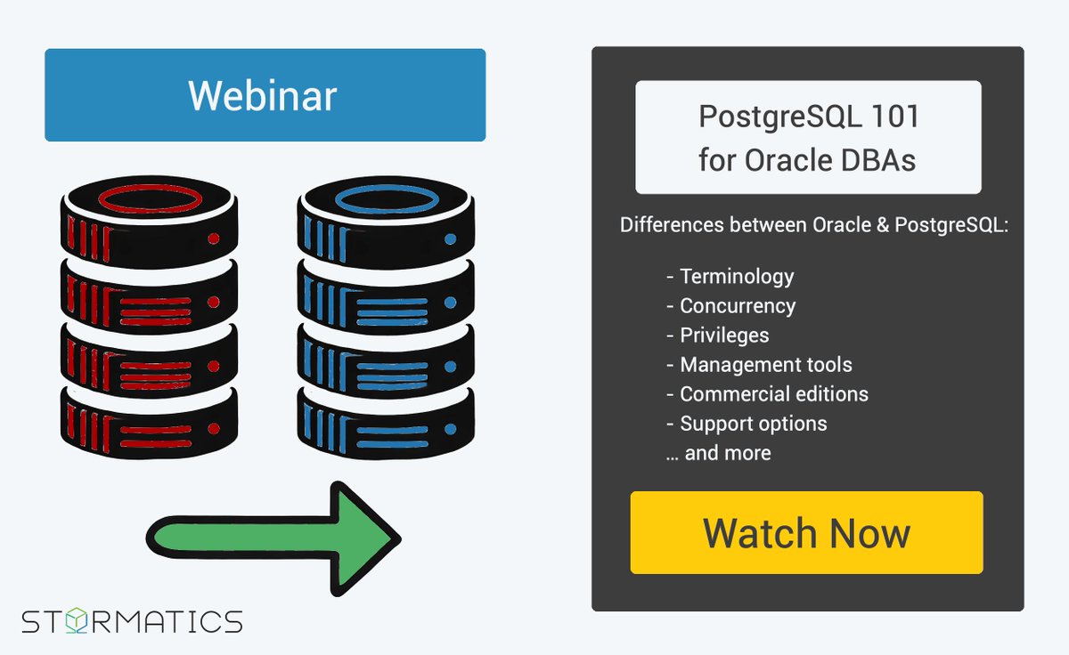 pg_umair's tweet image. Moving from Oracle to PostgreSQL? 
Our "PostgreSQL 101 for Oracle DBAs" webinar covers the essentials: architecture, query optimization, and real-world tips. 
Watch how you can expand your skills: resources.stormatics.tech/postgresql-101… 
#PostgreSQL #OracleDBA #DatabaseAdmin #Oracle