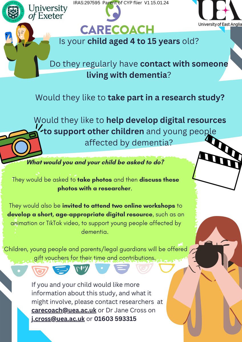 Parent of a child/young person under 15 who wants to #getinvolved in research &amp; make a difference this #halfterm?  Details👇👇👇 #dementia #photos #tiktok #family #animation #webresources