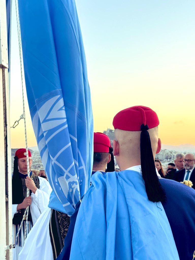79 years ago to this day, the UN Charter entered into force &amp; the UN was created.

This morning at sunrise the UN flag was raised at the Acropolis, in presence of the Dutch and many other Embassies.

Let’s continue working together for a better future for all.

#UNDay 🇺🇳