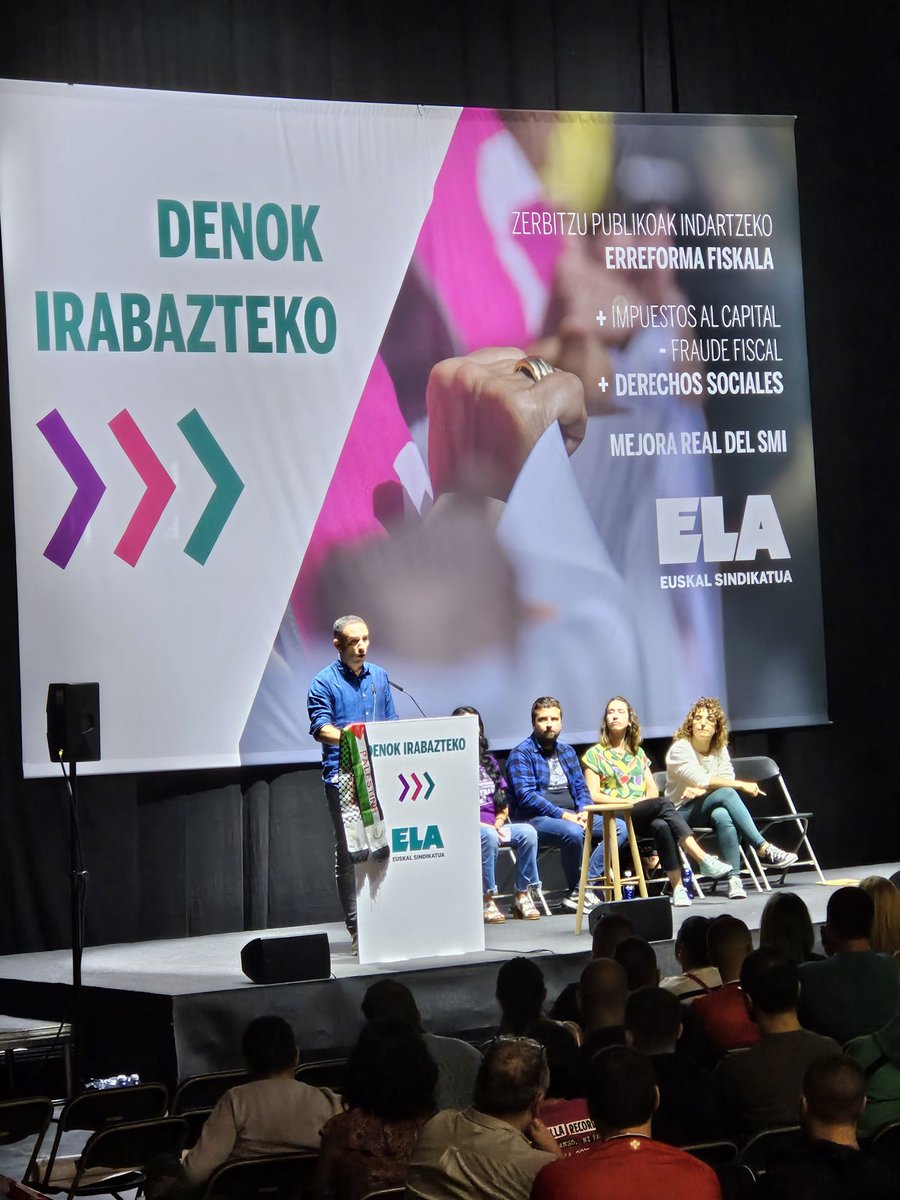 ELACAF's tweet image. ELA, gaur Bilbon mobilizatu egin da, Hego Euskal Herrian aberastasunaren banaketa nabarmen hobetuko duen LGS propioa lortzeko.

ELA se movilizado hoy en Bilbo, para lograr un SMI propio en Hego Euskal Herria que mejore sustancialmente el reparto de la riqueza.