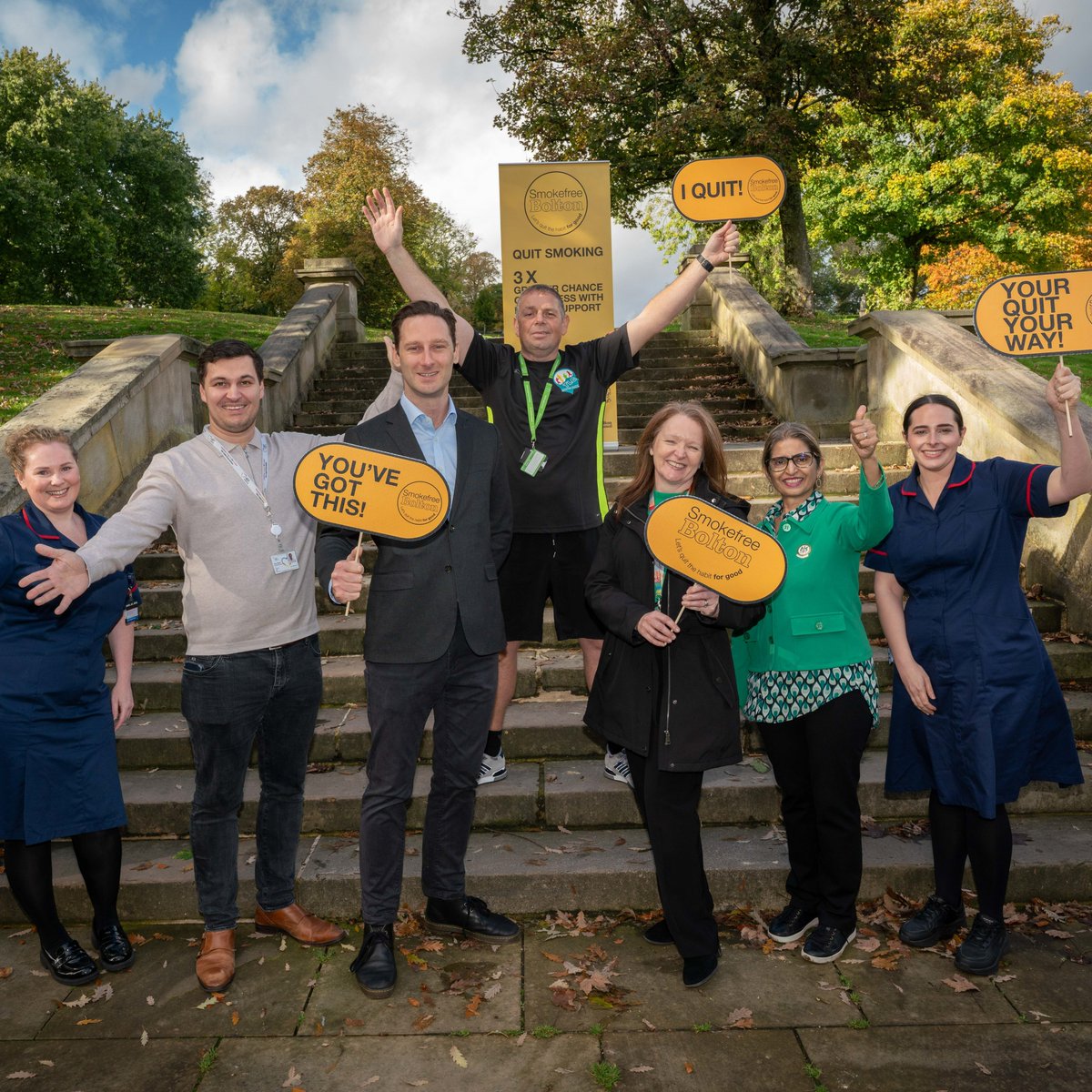 Say hello to Smokefree Bolton! Promoting hope &amp; support to help smokers make a meaningful quit attempt, save lives and raise the health and wellbeing of our residents. Congrats to Michael – one of our local quitters!
For quit info - letskeepboltonmoving.co.uk/smoking.php