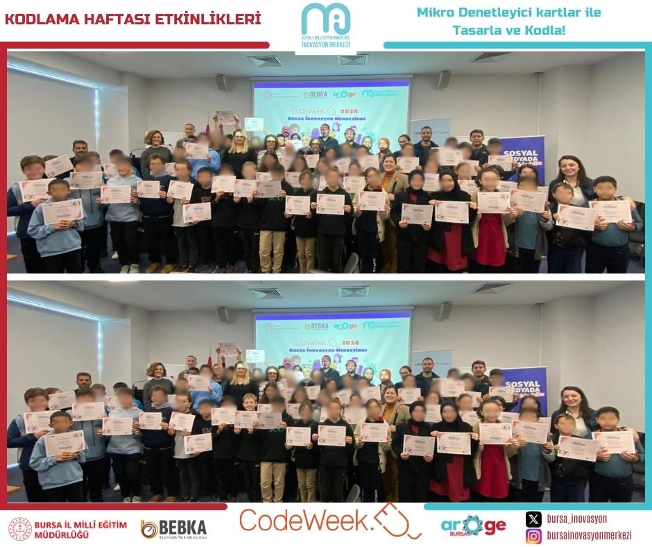 bursailmemarge's tweet image. Kodlama Haftası #CodeWeek2024 kapsamında İnovasyon Merkezimizde hazırlanan etkinliklerin 2. gününde ortaokul öğrencilerimiz mikrodenetleyici kartlarla verilen görevleri yerine getirdi, programlama becerilerini geliştirdi🤖
@bursailmem16
@TCBEBKA
@Alireisoglu34
@CodeWeekEU