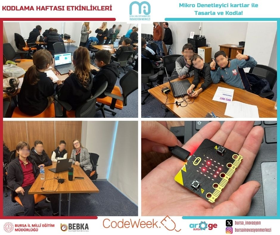 bursailmemarge's tweet image. Kodlama Haftası #CodeWeek2024 kapsamında İnovasyon Merkezimizde hazırlanan etkinliklerin 2. gününde ortaokul öğrencilerimiz mikrodenetleyici kartlarla verilen görevleri yerine getirdi, programlama becerilerini geliştirdi🤖
@bursailmem16
@TCBEBKA
@Alireisoglu34
@CodeWeekEU