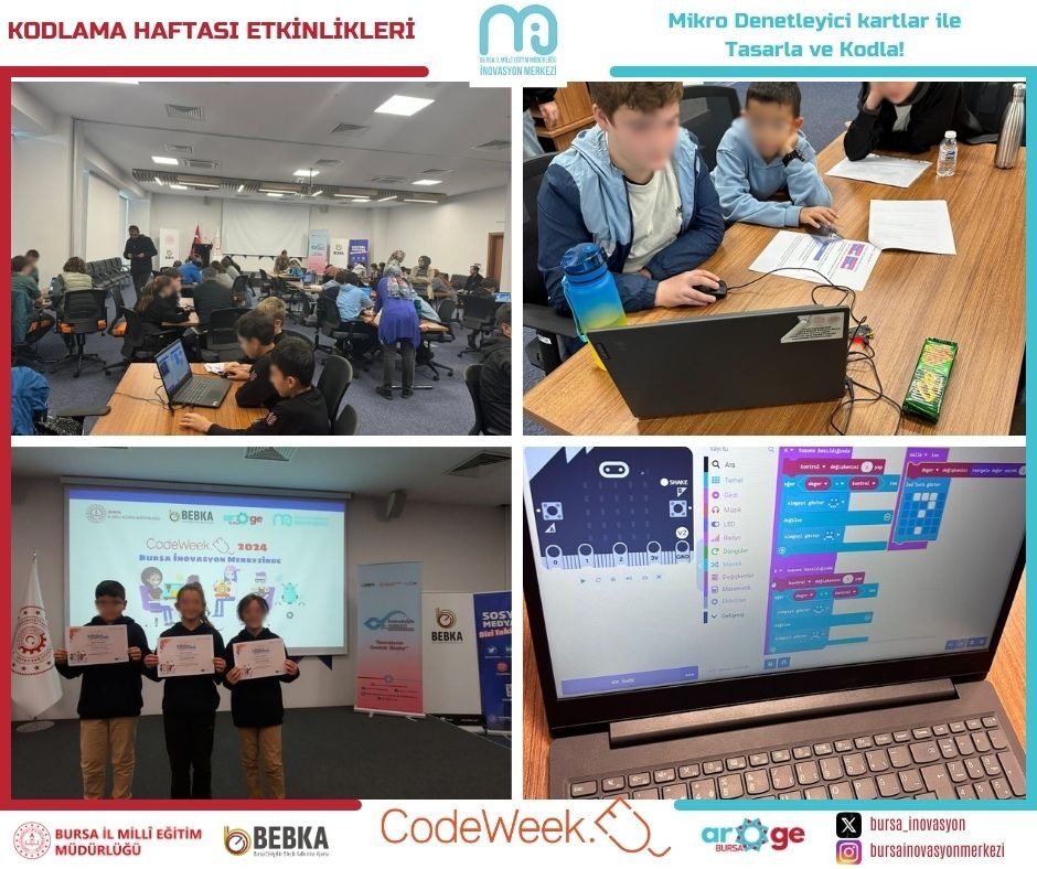 bursailmemarge's tweet image. Kodlama Haftası #CodeWeek2024 kapsamında İnovasyon Merkezimizde hazırlanan etkinliklerin 2. gününde ortaokul öğrencilerimiz mikrodenetleyici kartlarla verilen görevleri yerine getirdi, programlama becerilerini geliştirdi🤖
@bursailmem16
@TCBEBKA
@Alireisoglu34
@CodeWeekEU