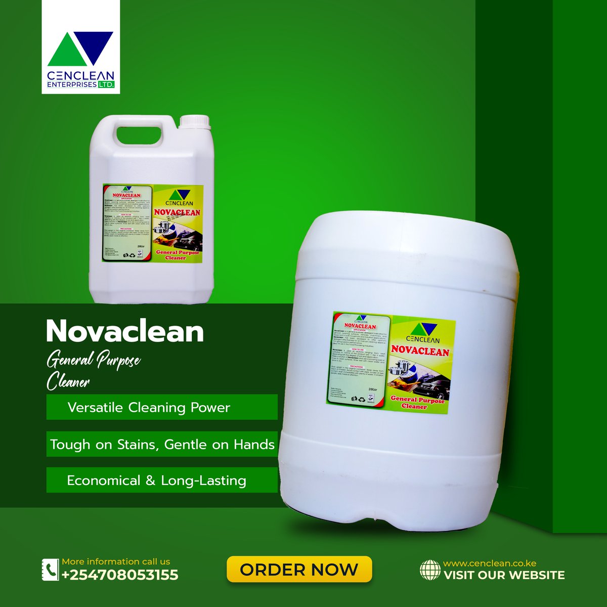 ✨ Say goodbye to dirt and grime with NovaClean! Our powerful, multi-purpose cleaner tackles even the toughest stains, leaving your home spotless and fresh. Ready for a deeper clean? Order NovaClean today and experience the difference! 🧼💪 
Moses Kuria Farah Maalim