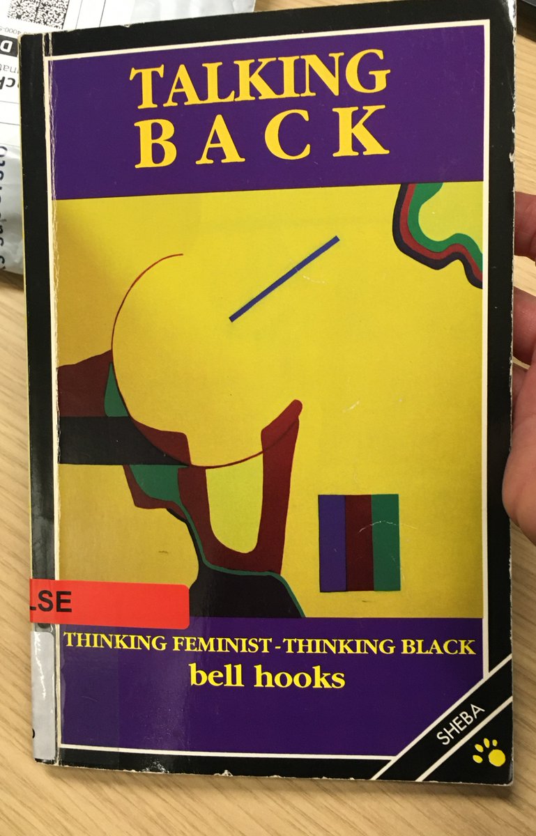 'Talking back' by bell hooks. Signed by bell hooks. #bookhistory at The Women's Library. 

Join us for a drop-in for Black History month in LSE Library Gallery from 4-6pm. Plus special behind the scenes archive tour at 5pm.

Details here:
eventbrite.co.uk/e/archives-dro…..