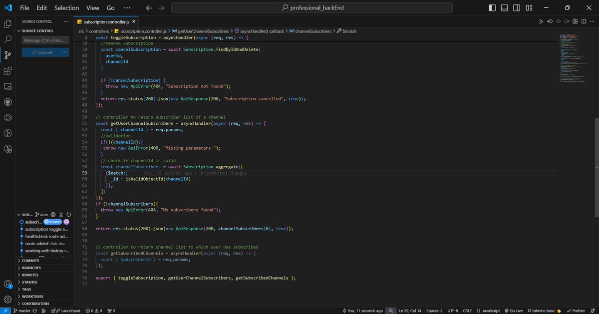 tilakdotcom's tweet image. Today’s backend progress:
🛠️ Added a subscription route &amp;amp; controllers
🔍 Used $lookup and $match with MongoDB aggregation
🐛 Fixed bugs for smoother performance!
Onwards! 💻✨ #NextjsDeveloper #BackendDev #MongoDB #Coding