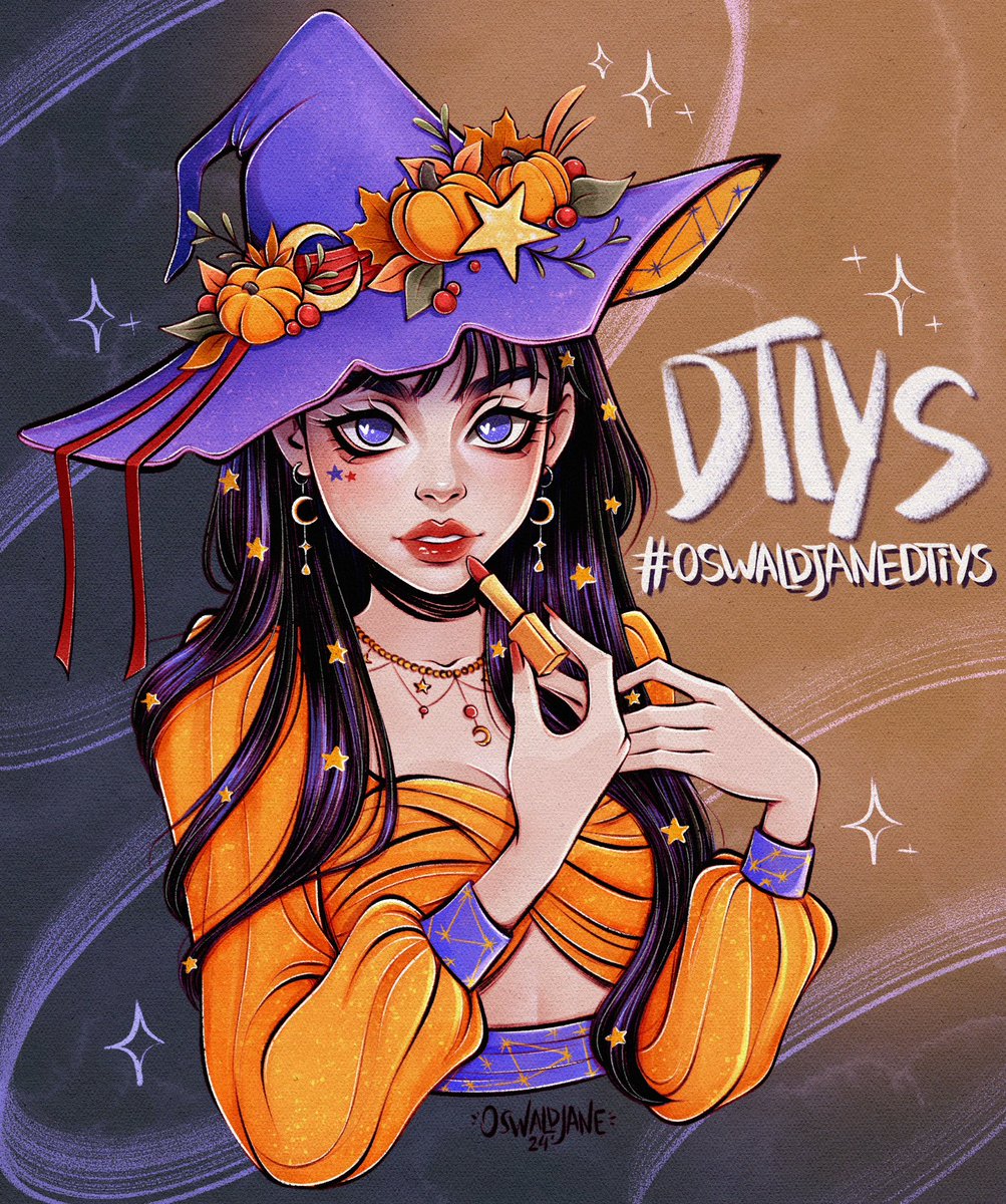 OswaldJane's tweet photo. I'm so excited to announce my first DTIYS since 2022! ✨ 
P.S. If you are already tired of witches there is also a version of her without witch hat 😉

⭐️ Include the original piece as second slide, tag me and use the hashtag #oswaldjaneDTIYS

✨ Deadline: December 1st ✨ https://t.co/jJAJxiUdLT