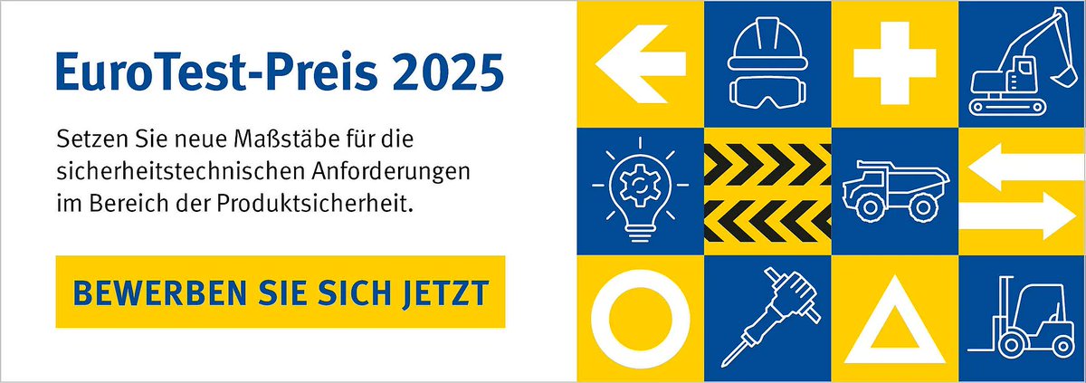 Für Innovationen im technischen #Arbeitsschutz und in der Produktsicherheit verleihen wir wieder den #EuroTestPreis! Bis zum 31.12.2024 können sich Unternehmen, Institutionen und Einzelpersonen bewerben. Alle Informationen zum Bewerbungsverfahren hier 👉 bgbau.de/meldung/bewerb…