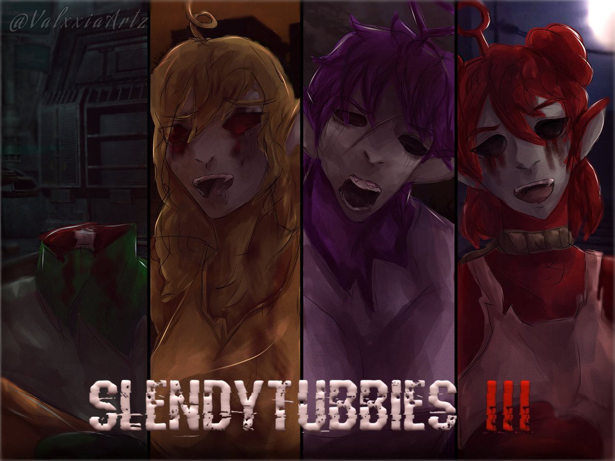 ValxxiaArtz's tweet photo. Slendytubbies 3 poster I made 👌
~~~~
#slendytubbies #slendytubbies3 #main4 #teletubbies #tinkywinky #dipsy #laalaa #po https://t.co/62MgLPIhX1