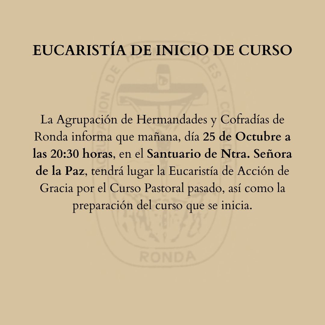 EUCARISTÍA DE INICIO DE CURSO