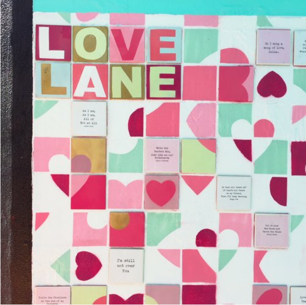 The South East Area office is working with Artist Anna Doran who is going to renew her ‘Love Lane’ installation in Crampton Court in Temple Bar early next year. The lane is a tiled installation with quotes, lyrics, poetry and dedications about love and is a very popular piece