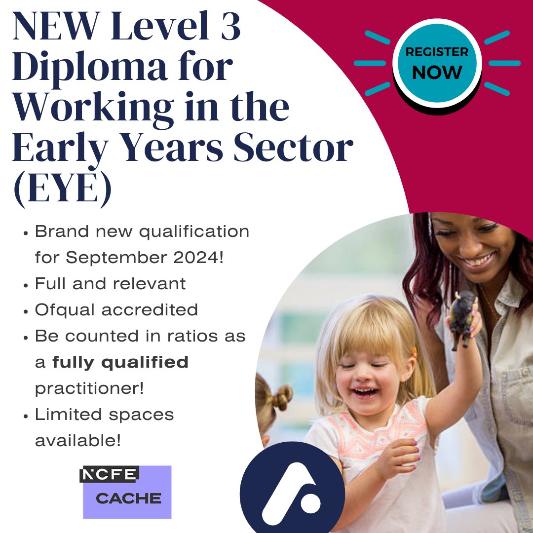 Do you want to become a fully qualified Early Years Practitioner? 🤔

Enrol now on the NEW and UPDATED qualification! 💙

Message us now to find out more! 😆