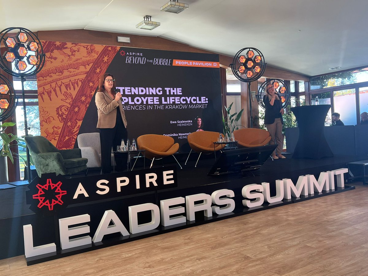 ASPIREPoland's tweet photo. The second session in our People Pavilion at the #ASPIRESummit: Extending the Employee Lifecycle - Experiences in the Kraków market.

Ewa Szalewska, Dominika Nawrocka of The HEINEKEN Company explore what drives employees in Kraków and how success can be measured. https://t.co/Oba3snnKZJ